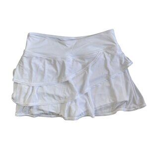 Women's High Waist Layered Mesh Skirt Skort Lined White Small